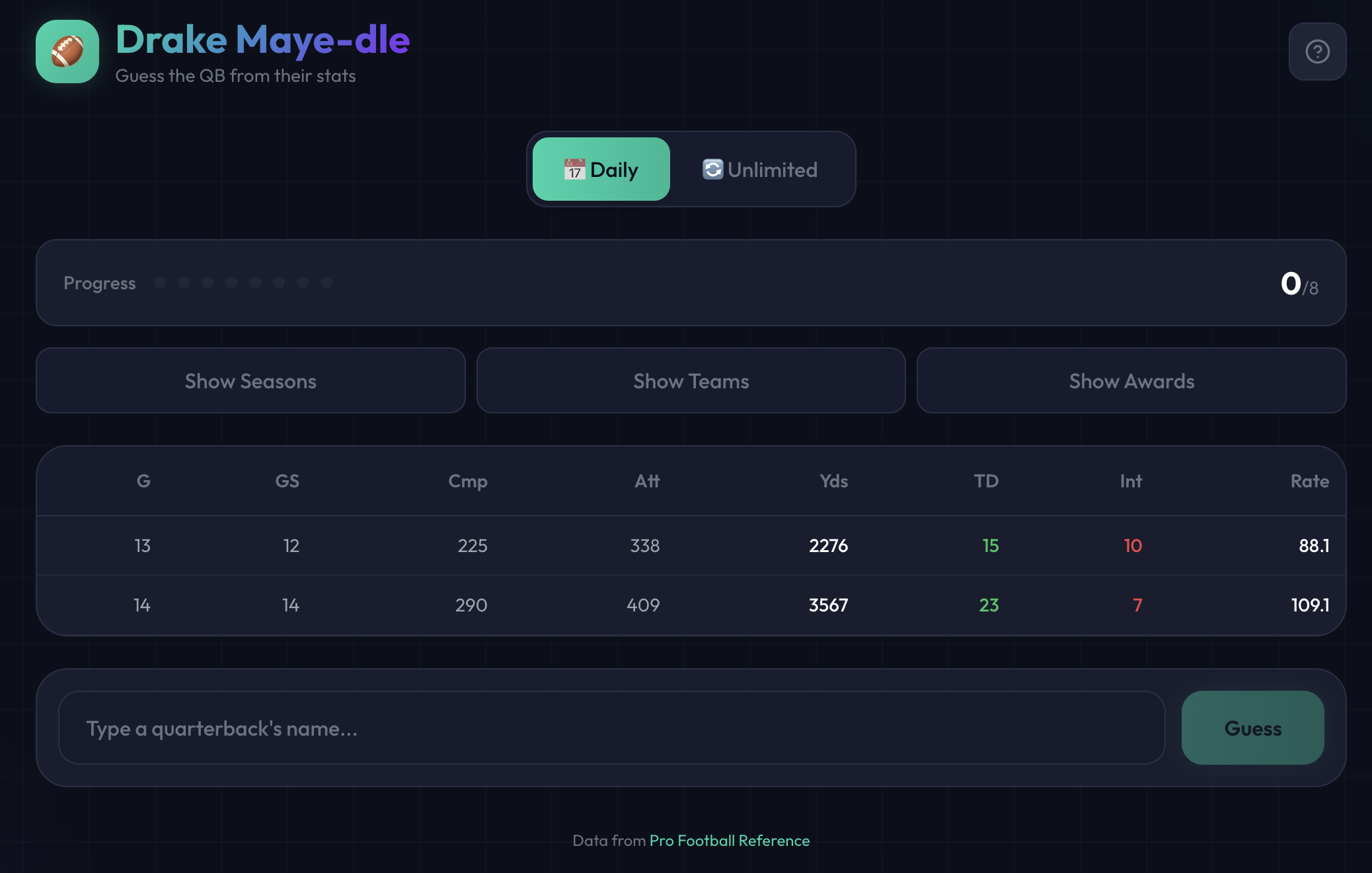 Preview of NFL Wordle